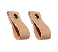 Toyvian Leather Furniture Handle Handmade Drawer Leather Puller 4pcs Single Hole Brown Minimalist Replace Old or Broken Handle Easy to Install for Kitchens and Trunks
