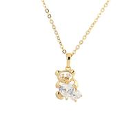 Toyvian Lightweight Necklace Little Bear Shape Golden Micro-inlaid Zircon Alloy Material, Simple Fashion Style for Women Suitable for Birthday Party and Other Occasions