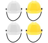 Toyvian Lizard Cosplay Helmets 4Pcs Plastic Hard Hats with Lanyard for Small Pets Festive Party Wear