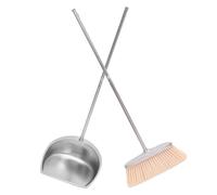 Toyvian Long-Handle Broom and Dustpan with Anti-Wind Stable Design Thickened Matte Finish for Office and Home Cleaning Efficient Corner Dirt Pickup Dorm and Household Sweeping Tool