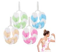 Toyvian Long Strip Pe Bath Ball Shower Ball with Ropes on Both Sides 4pcs for Comfortable Body Exfoliating and Back Scrubbing Random Color for Bathroom Use and Enjoying the Shower