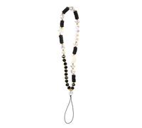 Toyvian Lovely Hands Free Phone Lanyard with Star and Moon Beads Black Polymer Clay Mobile Phone Wrist Strap Anti-lost Decoration Gift