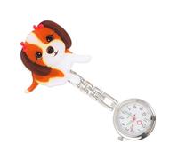 Toyvian Lovely Little Dog Nurse Fob Pocket Watch with Safety Clip Stainless Steel Chest Hanging Watch for Doctors and Students Dial and Accurate Timing Alloy and Glass Materials