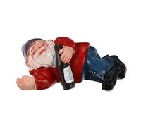 Toyvian Lovely Resin Gnome Statue Outdoor Decor, Drunk Lying Dwarf Figurine Garden Ornament for Patio Lawn Decoration, Small Resin Fairy Sculpture for Garden Scenes