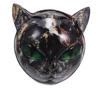 Toyvian Luxury Black Cat Figurine Resin Sculpture with Green Eyes Detailed Miniature Cat Head Statue for Desk Bookshelf Kitchen Ornaments Wear-resistant Resin Decor and Home Display