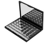 Toyvian Magnetic Empty Eyeshadow Palette with Built-in Mirror, 48pcs 16x19mm Metal Pan Refillable Makeup Organizer Tray for Eyeshadow, Lipstick, Blush Storage