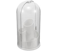 Toyvian Makeup Brush Holder, Make up Brush Container, 360° Rotating Plastic Dustproof Storage Box with Lid, White, for Home Vanities and Professional Beauty Studios