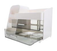 Toyvian Makeup Organizer Drawer Desktop Vanity Storage Case with Divided Compartments Large Capacity White Multi-functional Cosmetics Storage for Bedroom and Bathroom