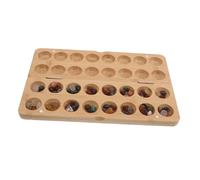 Toyvian Mancala Board Game for Small Bamboo Chess Board with Stone Pebbles Educational Indoor Chess Hand-eye Coordination Booster for Family and Classroom Fun