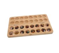 Toyvian Mancala Board Game with Bamboo Stones Educational Mathematical Puzzle for Portable Indoor Strategy Game Enhancing Hand-eye Coordination and Early Learning