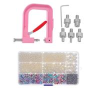 Toyvian Manual Pearl Setting Press Machine Kit with Hand Press Rivet Tools and Round Beads for DIY Hats Shoes Clothes Bags Skirts Plastic Jewelry Fixing Accessory for Craft and Fashion