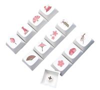 Toyvian Mechanical Keyboard Keycaps Using Five-sided Sublimation Technology Pink 12pcs Pbt with Ergonomic Design and Wear-resistant Features, Suitable for DIY Mechanical Keyboards