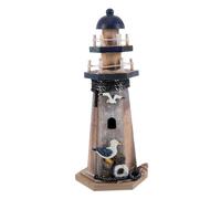 Toyvian Mediterranean Nautical Lighthouse Ornament Rustic Wooden Statue with Seabird Coastal Home Decor Compact Space-saving Desktop Figurine for Ocean-themed Styling