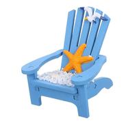 Toyvian Mediterranean Style Wood Beach Chair Model for Micro Landscape Dollhouse Office Desk Decor Nautical Seaside Miniature Furniture Relaxing Design