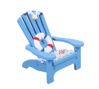 Toyvian Mediterranean Style Wooden Beach Chair Model Micro Landscape Nautical Decor for Dollhouses Rooms and Desktop Compact Seaside Accessory with Lifebuoy Design