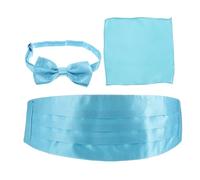 Toyvian Men’s Cummerbund Bow Tie and Handkerchief Set Blue Formal Waistband Belt for Wedding Groom Business Evening Suit Accessories
