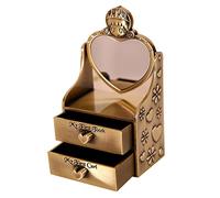 Toyvian Metal Baby Keepsake Box with Drawer Vintage Tooth and Fetal Hair Storage Case for Newborn Memory Preservation Infant in Antique Green