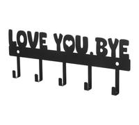 Toyvian Metal Key Holder Wall Mount with 5 Hooks, Iron Multi-Functional Organizer Rack Featuring Love You Bye Design, Space-Saving Key Holder for Entryway and Office