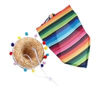 Toyvian Mexican Sombrero Duck Hat and Bandana Set for Dogs and Lawn Goose Statue Breathable Lightweight Costume with Comfortable Fit for Cinco De Mayo Patio Birthday Party Decorations