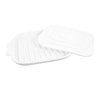 Toyvian Microwave Safe White Silicone Bacon Tray Lid and Base, Oven-Compatible Reusable Baking Plate for Bacon Cooking and Multi-Purpose Kitchen Use