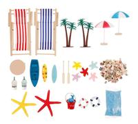 Toyvian Mini Beach Ornament Kit, Mini House Accessories Garden Outdoor for Summer Micro Landscape Decoration Diy Seaside Scene Cake Toppers And Home Decor