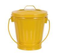 Toyvian Mini Desktop Metal Wastebasket with Lid and Handle, round Yellow | Galvanized Iron Finish, Space-saving Dual-use Storage, for Tea Bags and Cotton Pads, Dormitory Counter