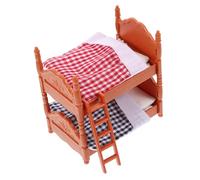 Toyvian Mini Doll House Bunk Bed Realistic Simulation Double Bed with Pillows and Quilts Lightweight Dollhouse Furniture for Play and Photography Prop