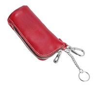 Toyvian Mini Pu Leather Key Pouch for Men, Portable Coin Wallet and Key Holder, Elegant Red Change Wallet Suitable a Birthday Gift, Compact Design to Carry in Your Bag
