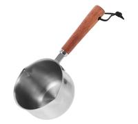 Toyvian Mini Stainless Steel Saucepan 200ml with Pour Spout and Wood Handle, Small Butter Warmer Pot for Melting Chocolate and Heating Milk, Suitable for Cooking Sauces and Food