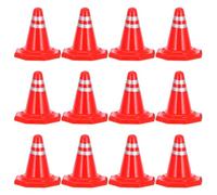 Toyvian Mini Traffic Safety Cones Model 12PCS Tiny Plastic Traffic Cones DIY Sand Table Signs for Landscape Sand Table Roadblock Toy