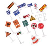 Toyvian Mini Traffic Sign Cognition for Educational Barricades and Street Signs Simulated Scene Learning Kit for Early Childhood Safety Awareness and Imaginative Play