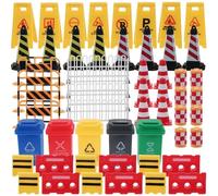 Toyvian Mini Traffic Signs for Educational Road Safety Cognition Learning Playset with Traffic Barricades for Preschool Kindergarten and Home Use