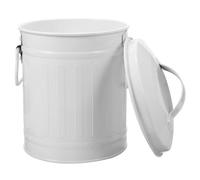 Toyvian Mini Trash Can for Desk with Lid, White Iron Small Garbage Bin, Versatile and Minimalist Design, Suitable for Toilet and Kitchen Use