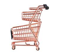 Toyvian Mini Two Tier Shopping Cart Rose Gold Simulation Trolley for Role Play Birthday Gift Educational Color Recognition and Imagination Development