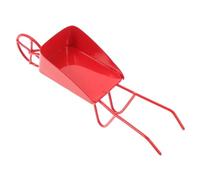 Toyvian Mini Vintage Metal Wheelbarrow for Dolls House Iron Miniature Barrow Red Rustic Tiny Wheelbarrows Prop for Micro Scene Decoration DIY Photo Accessory with Unique Aesthetic