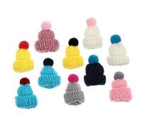 Toyvian Mini Woolen Hats 12 Pieces Replaceable Tiny Beanie Craft Accessories for Diy Doll Decoration Party Favors and Festive Ornaments