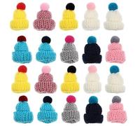 Toyvian Mini Woolen Hats 20 Pieces Set Multi-Function Tiny Knitted Hats for Craft Supplies Doll Accessories Decorative Festive Ornaments and Photo Props
