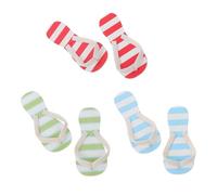 Toyvian Miniature Beach Slippers Dollhouse Accessories Summer Scene Props 3 Pairs (blue-white, Red-white, Green) Tiny Slipper Models for Dollhouse Decor