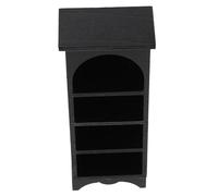 Toyvian Miniature Bookshelf European Style Black Wood Dollhouse Furniture for Bjd Scenes Compact Mini Bookcase Display Shelf for Dollhouse Accessories