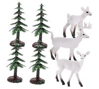 Toyvian Miniature Christmas Tree Model Scenery DIY Trees Deer Decoration Train Model