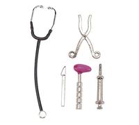 Toyvian Miniature Doctor Tools Doll House Accessory Set with Mini Stethoscope Syringe Scissors Cutter and Hammer for 1 12 Scale Mini House Diy Micro Scene