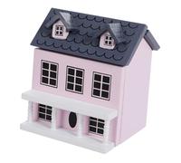 Toyvian Miniature Doll House 7.1X6.5X5.3In Tiny Decorative Model House for Tabletop and Desk Display Adorable Blue Wall Grey Roof Mini