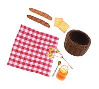 Toyvian Miniature Dollhouse Bread Basket Set with Realistic Mini Honey Jar and Rye Baguette Fake Bread Models for Doll House Decor and Tabletop Display