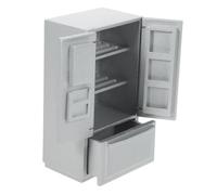 Toyvian Miniature Dollhouse Fridge Realistic Wooden Mini Fridge Model Silver Gray Dual Door Mini Refrigerator for Doll House Furniture and Kitchen Decor for DIY Micro Landscape and Scenes