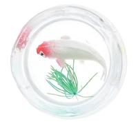 Toyvian Miniature Fish Bowl with Realistic Koi Fish Model, Red-head Silver Body, Mini House Accessory for Dollhouse and Desktop Aquarium Decor, Ocean Animals, Single Piece