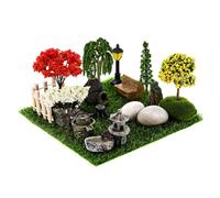 Toyvian Miniature Garden Landscape Decorations Outdoor Tiny Artificial Trees Fake Grass and Resin Rocks Sturdy Micro Courtyard Accessories for Dollhouses and Miniature Scenes