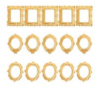 Toyvian Miniature Gold Picture Frames, 18pcs Dollhouse Decor Small Resin Mini Frames Vintage Style Accessories for Diy Crafts Dollhouse Home Wedding Bedroom Photography Display