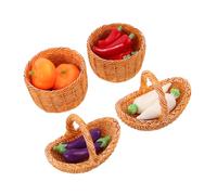 Toyvian Miniature Vegetable Basket for Dollhouse Kitchen and Garden Decor Realistic Radish Pumpkin Eggplant Pepper Models DIY Scene Builder for Creative Market and Food Display