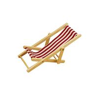 Toyvian Miniature Wooden Beach Chair 1:12 Foldable Stripe Lounger for Mini House Kids Playroom Random Colour