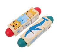 Toyvian Montessori Wooden Animal Rotating Puzzle Toy for Babies and Toddlers - Educational Spin Blocks for Fine Motor Skills and Early Learning Development